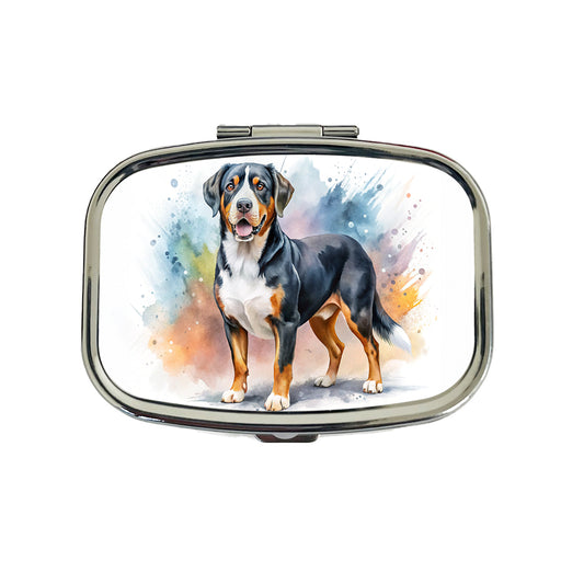 Greater Swiss Mountain Dog Watercolor Style Travel Pill Box Case