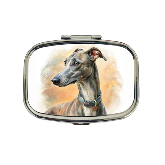 Greyhound Dog Illustration Travel Pill Box Case