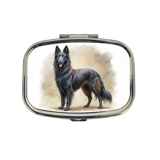 Groenendael Belgian Sheepdog Dog Illustration Travel Pill Box Case