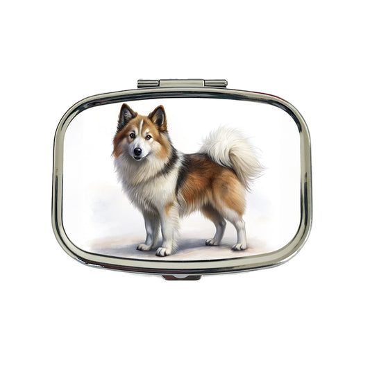 Icelandic Sheepdog Dog Illustration Travel Pill Box Case