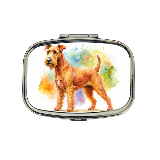 Irish Terrier Dog Watercolor Style Travel Pill Box Case