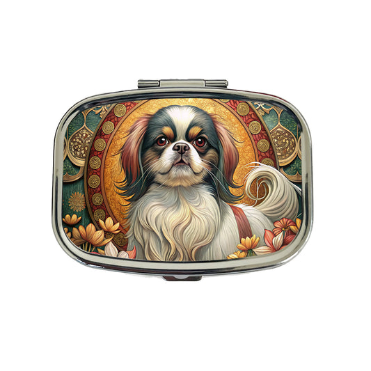Japanese Chin Dog Art Nouveau Travel Pill Box Case