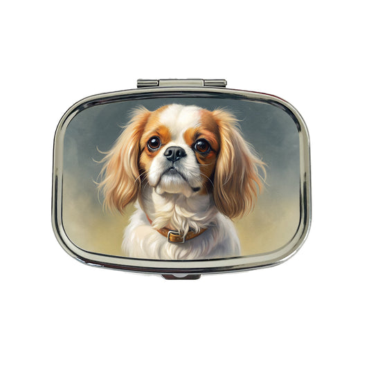 Japanese Chin Dog Illustration Travel Pill Box Case