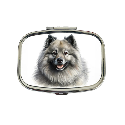 Keeshond Dog Illustration Travel Pill Box Case