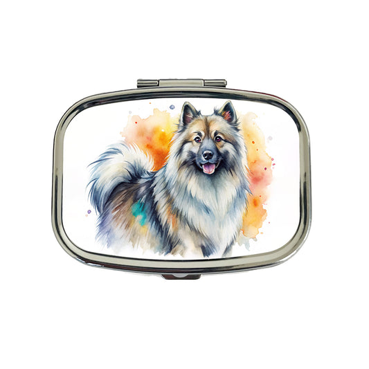 Keeshond Dog Watercolor Style Travel Pill Box Case