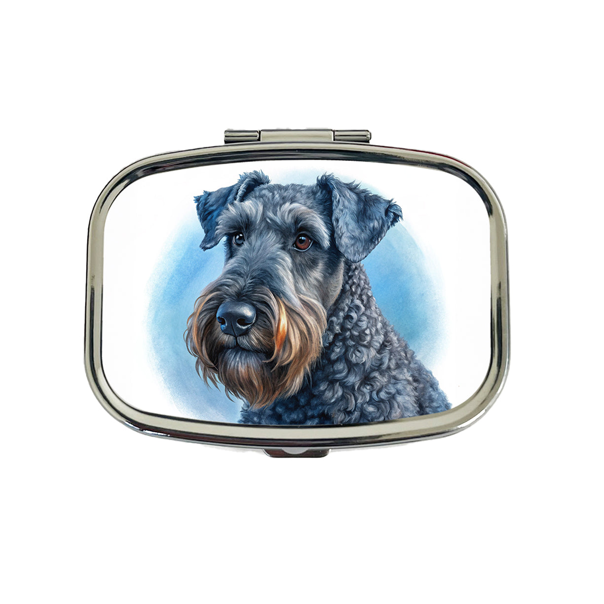 Kerry Blue Terrier Dog Illustration Travel Pill Box Case