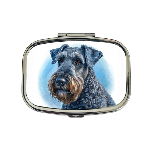 Kerry Blue Terrier Dog Illustration Travel Pill Box Case