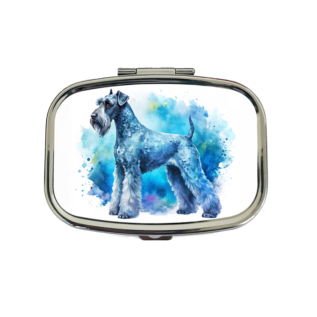 Kerry Blue Terrier Dog Watercolor Style Travel Pill Box Case
