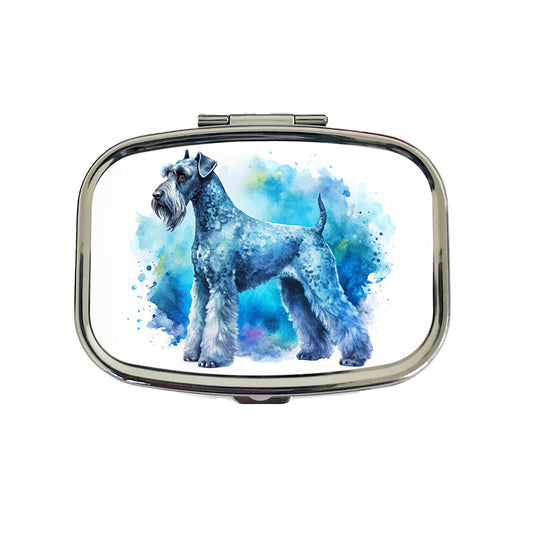 Kerry Blue Terrier Dog Watercolor Style Travel Pill Box Case