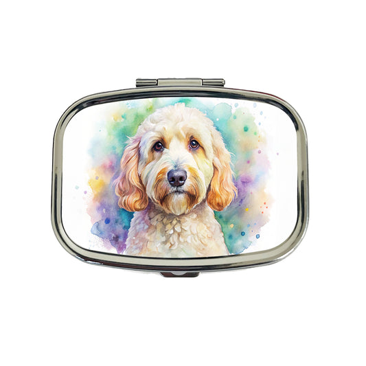 Labradoodle Dog Watercolor Style Travel Pill Box Case