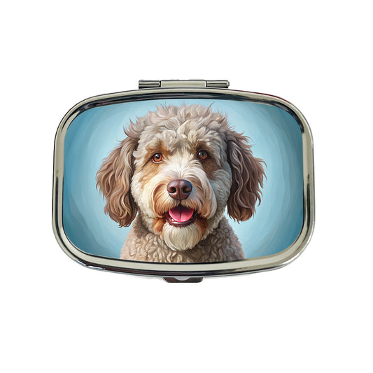 Lagotto Romagnolo Dog Illustration Travel Pill Box Case