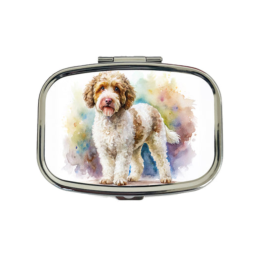Lagotto Romagnolo Dog Watercolor Style Travel Pill Box Case