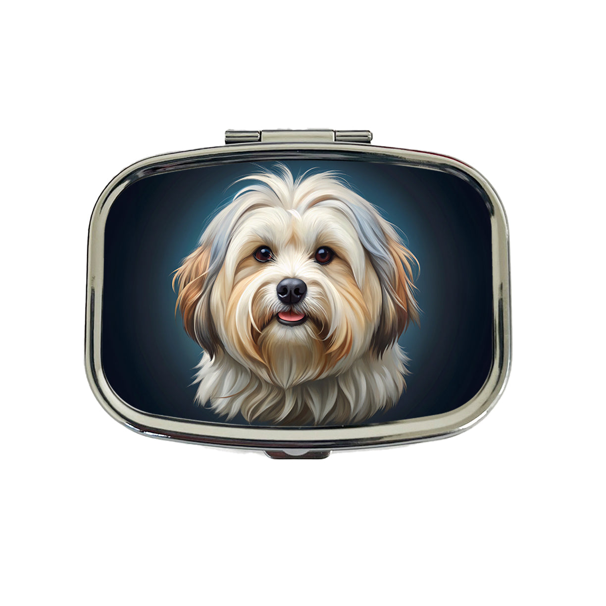 Lhasa Apso Dog Illustration Travel Pill Box Case