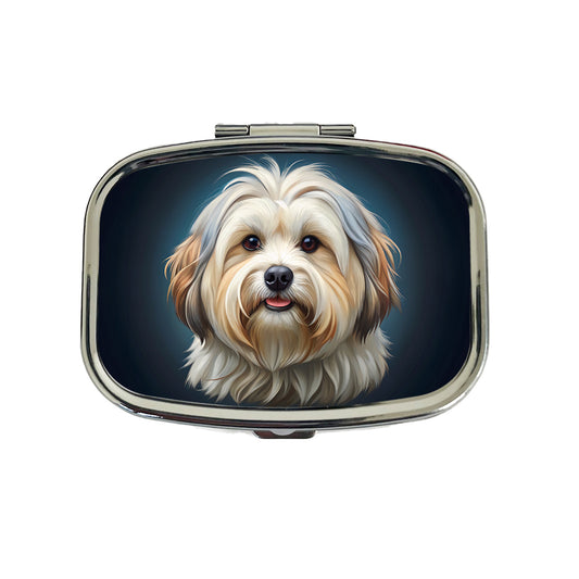 Lhasa Apso Dog Illustration Travel Pill Box Case