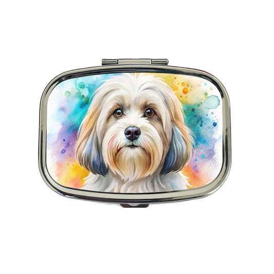 Lowchen Little Lion Dog Watercolor Style Travel Pill Box Case