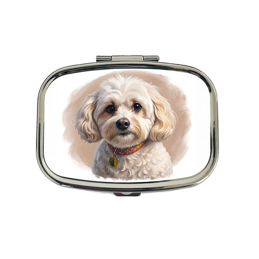 Maltipoo Dog Illustration Travel Pill Box Case