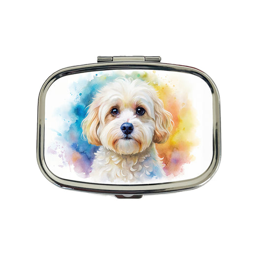 Maltipoo Dog Watercolor Style Travel Pill Box Case