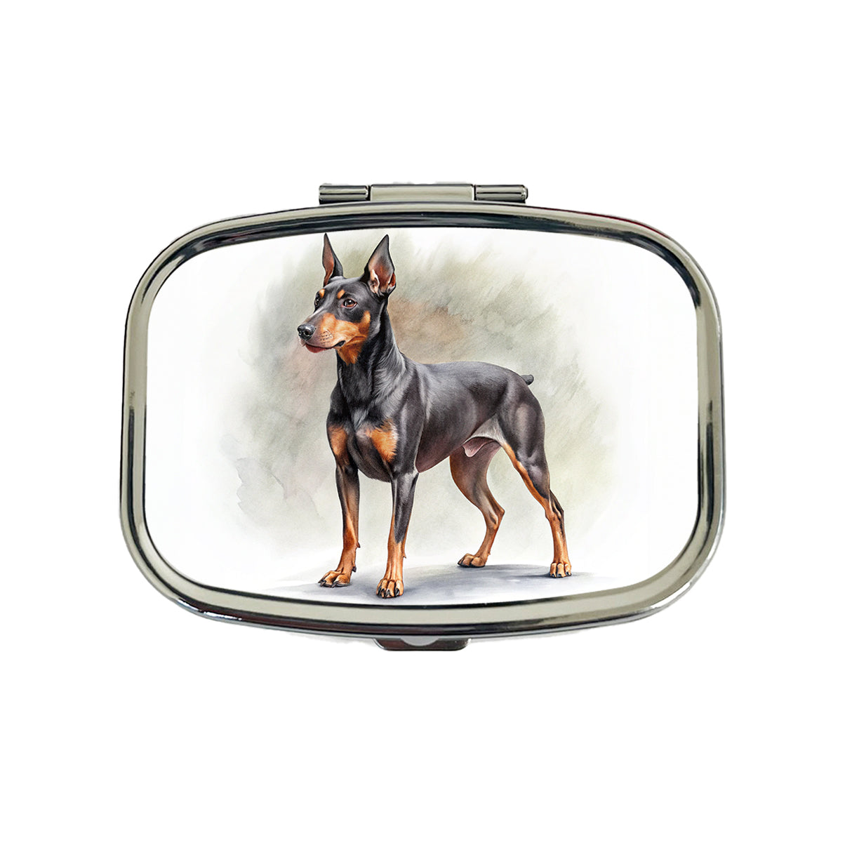 Manchester Terrier Dog Illustration Travel Pill Box Case