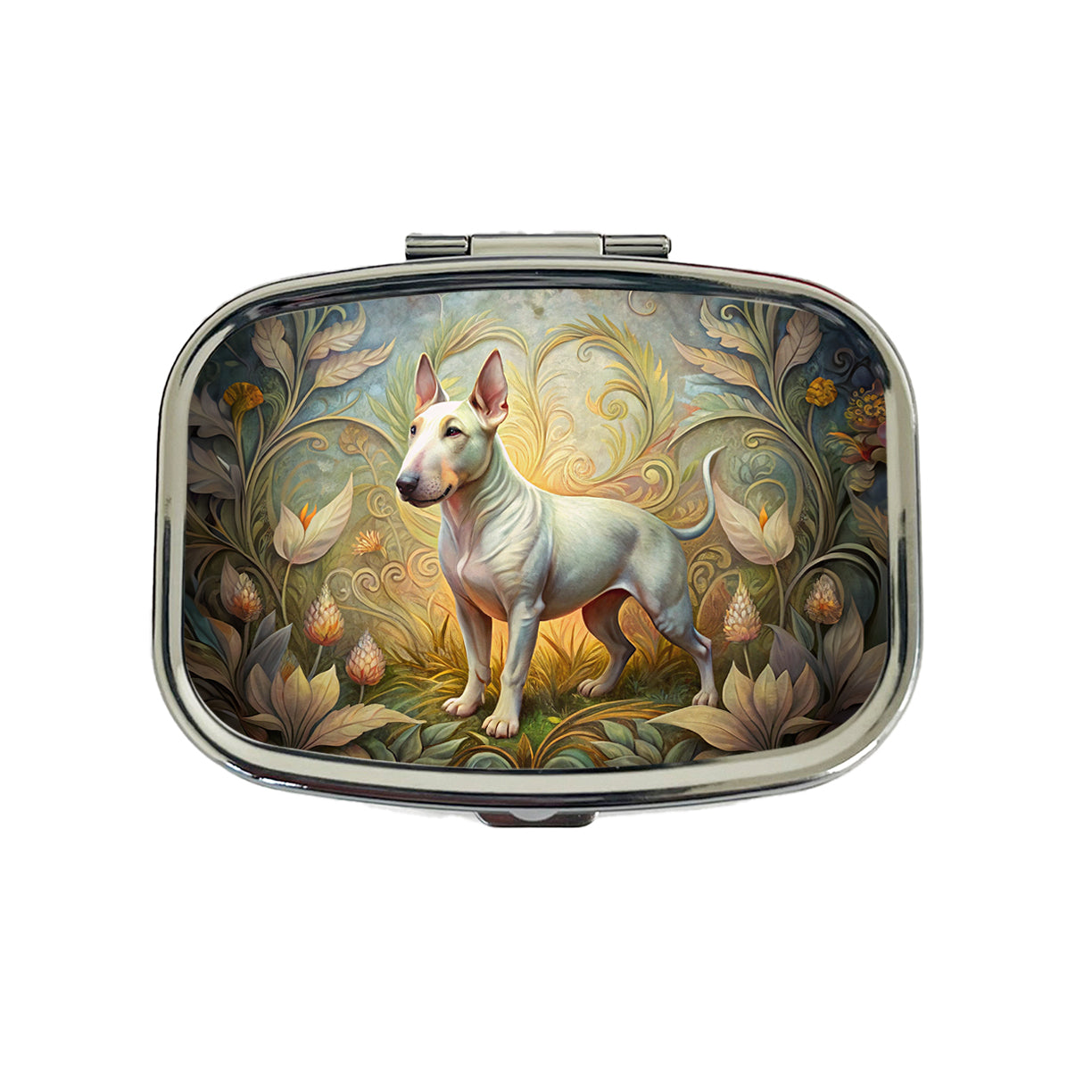 Miniature Bull Terrier Dog Art Nouveau Travel Pill Box Case