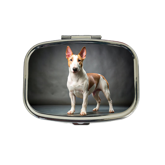 Miniature Bull Terrier Dog Photo Travel Pill Box Case
