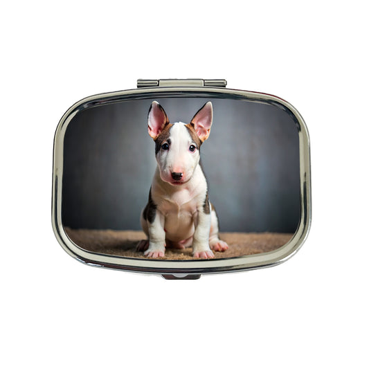 Miniature Bull Terrier Dog Puppy Photo Travel Pill Box Case