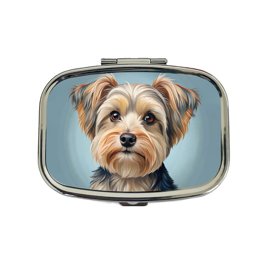Morkie Dog Illustration Travel Pill Box Case