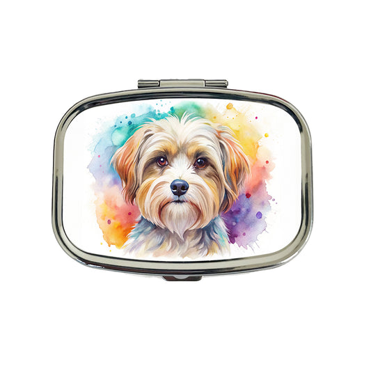 Morkie Dog Watercolor Style Travel Pill Box Case