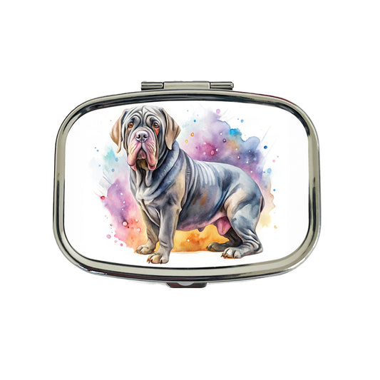 Neapolitan Mastiff Dog Watercolor Style Travel Pill Box Case