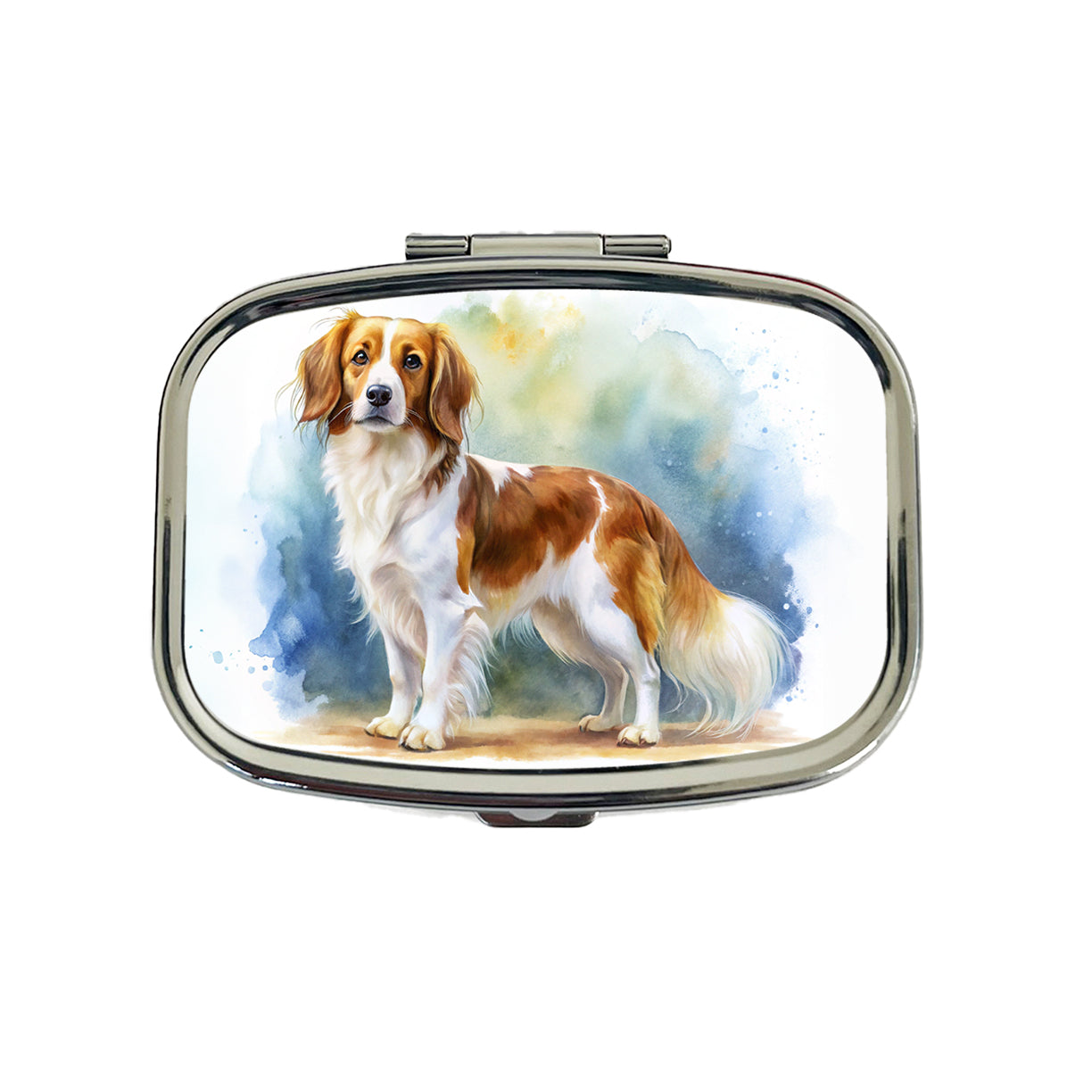 Nederlandse Kooikerhondje Dog Watercolor Style Travel Pill Box Case