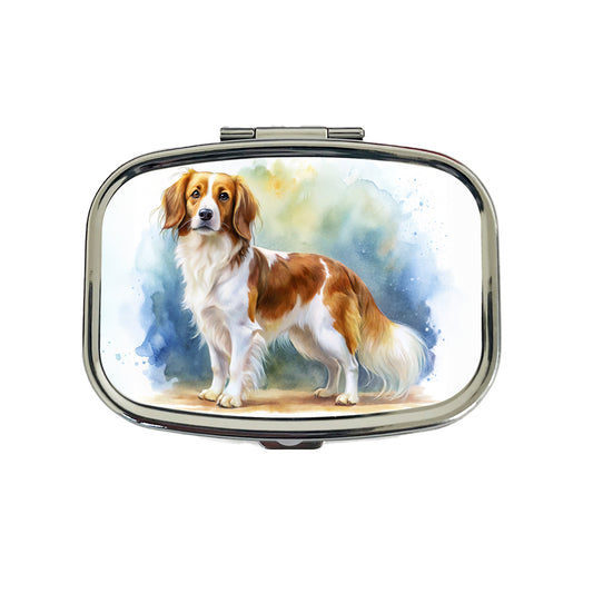 Nederlandse Kooikerhondje Dog Watercolor Style Travel Pill Box Case