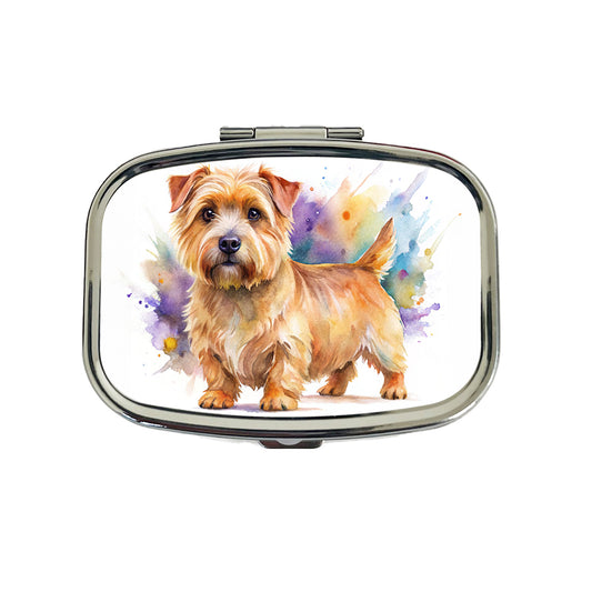Norfolk Terrier Dog Watercolor Style Travel Pill Box Case