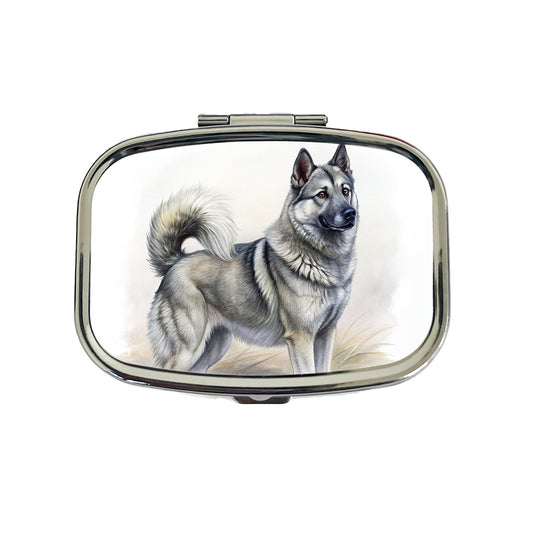 Norwegian Elkhound Dog Illustration Travel Pill Box Case