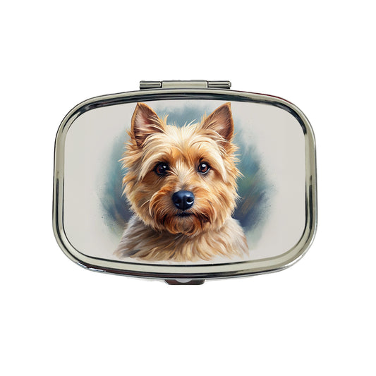 Norwich Terrier Dog Illustration Travel Pill Box Case
