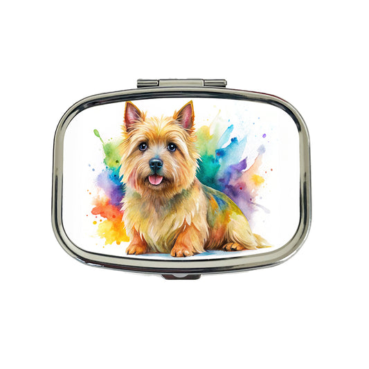 Norwich Terrier Dog Watercolor Style Travel Pill Box Case