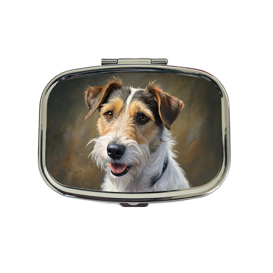 Parson Russell Terrier Dog Illustration Travel Pill Box Case