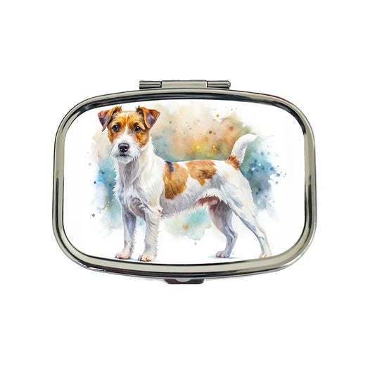 Parson Russell Terrier Dog Watercolor Style Travel Pill Box Case
