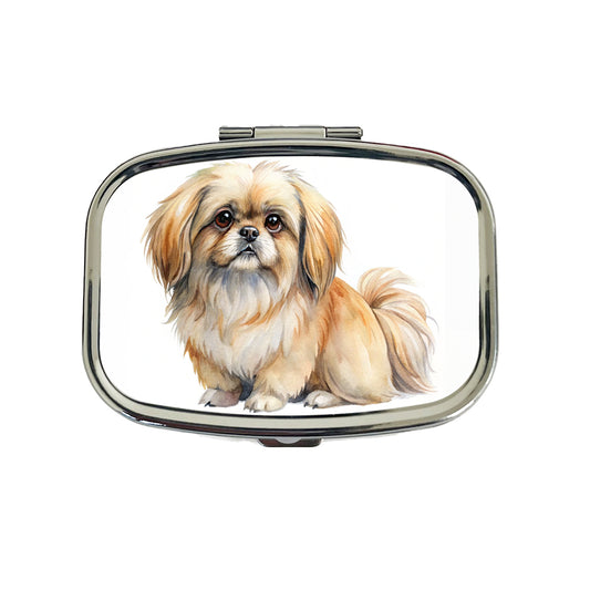 Pekapoo Dog Watercolor Style Travel Pill Box Case
