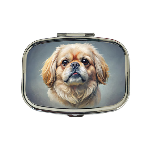 Pekingese Dog Illustration Travel Pill Box Case
