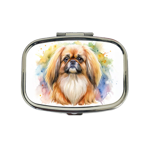 Pekingese Dog Watercolor Style Travel Pill Box Case