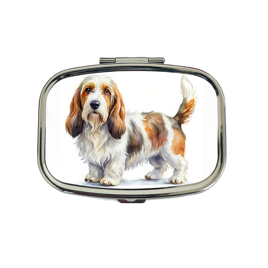 Petit Basset Griffon Vendeen Dog Watercolor Style Travel Pill Box Case