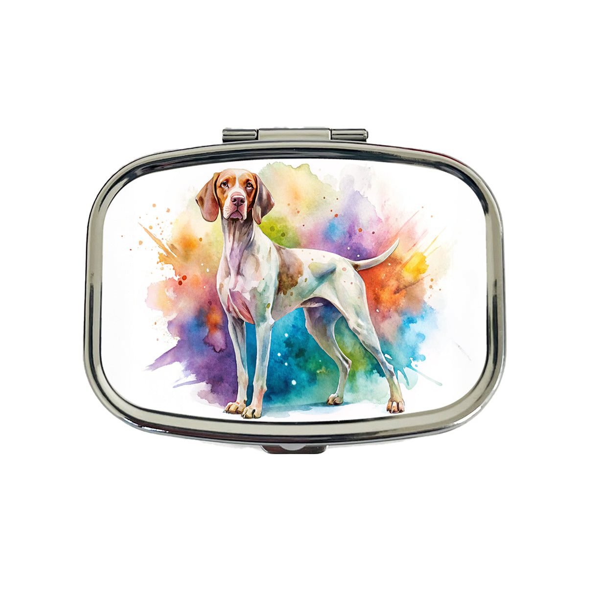 Pointer Dog Watercolor Style Travel Pill Box Case