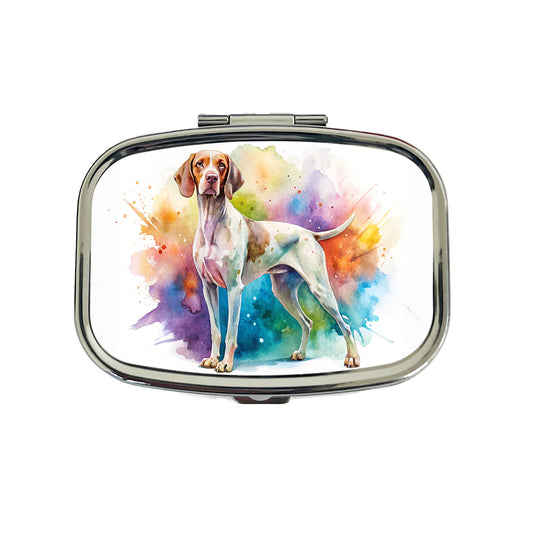 Pointer Dog Watercolor Style Travel Pill Box Case