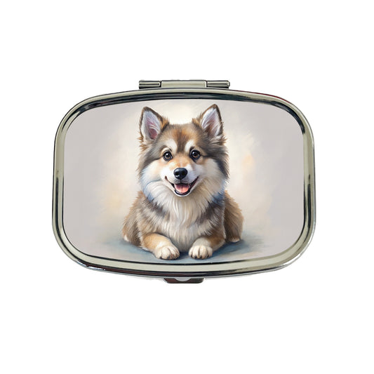 Pomsky Dog Illustration Travel Pill Box Case