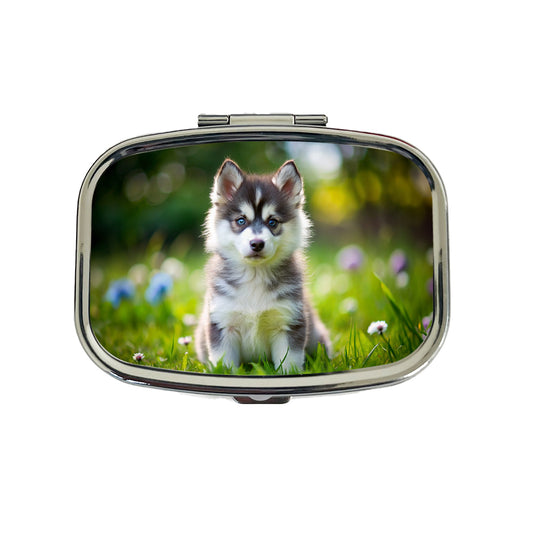 Pomsky Dog Puppy Photo Travel Pill Box Case
