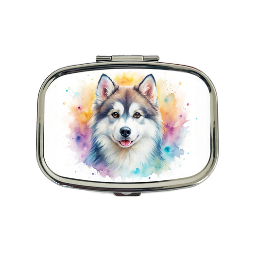 Pomsky Dog Watercolor Style Travel Pill Box Case