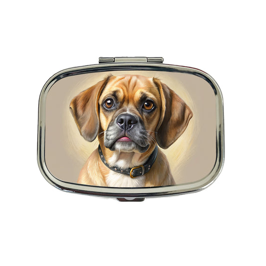 Puggle Dog Illustration Travel Pill Box Case