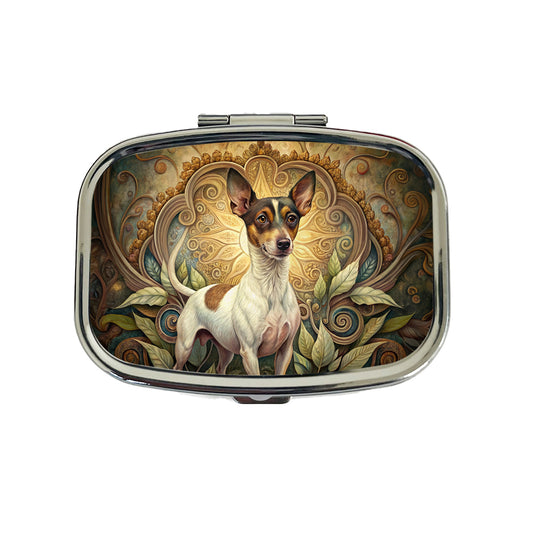 Rat Terrier Dog Art Nouveau Travel Pill Box Case