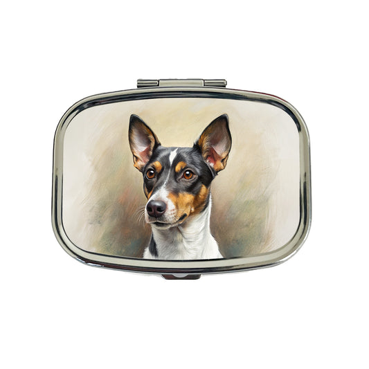Rat Terrier Dog Illustration Travel Pill Box Case