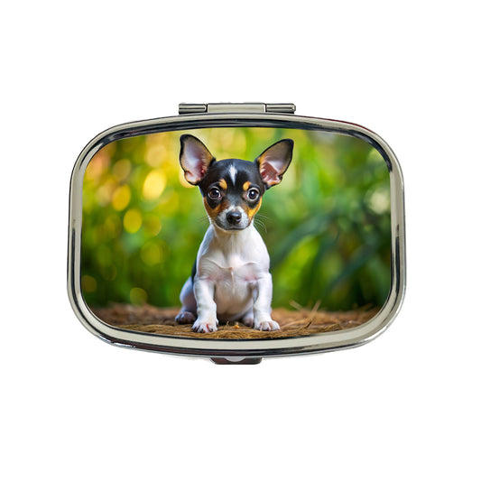 Rat Terrier Dog Puppy Photo Travel Pill Box Case