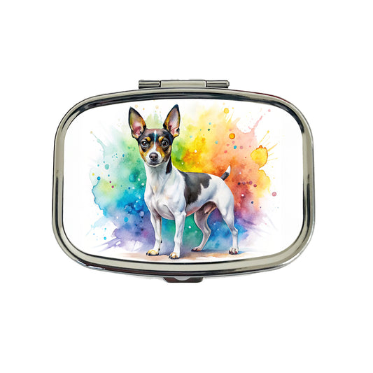 Rat Terrier Dog Watercolor Style Travel Pill Box Case